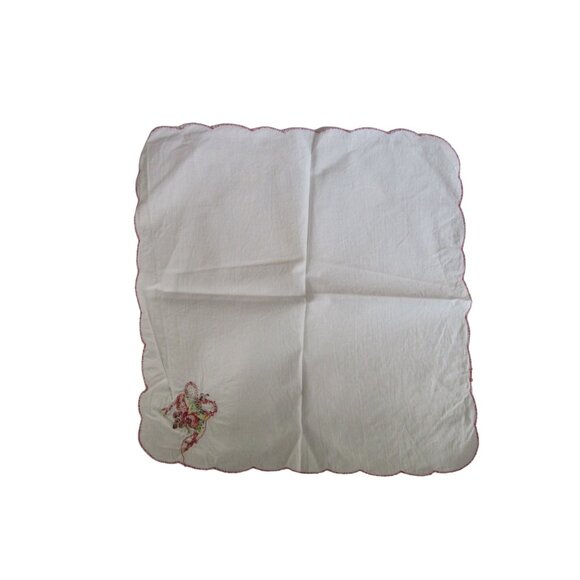 Vintage Embroidered Cotton Holiday Napkins Seven Festive Fruit Bow Design GUC - Picture 16 of 16